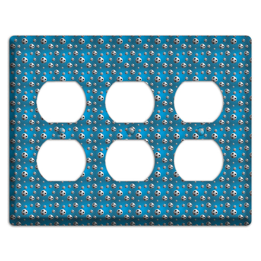 Blue with Soccer Balls 3 Duplex Wallplate