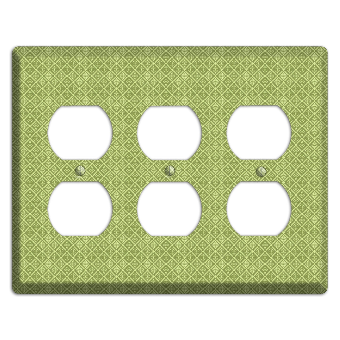 Small Green Damask Diamonds 3 Duplex Wallplate