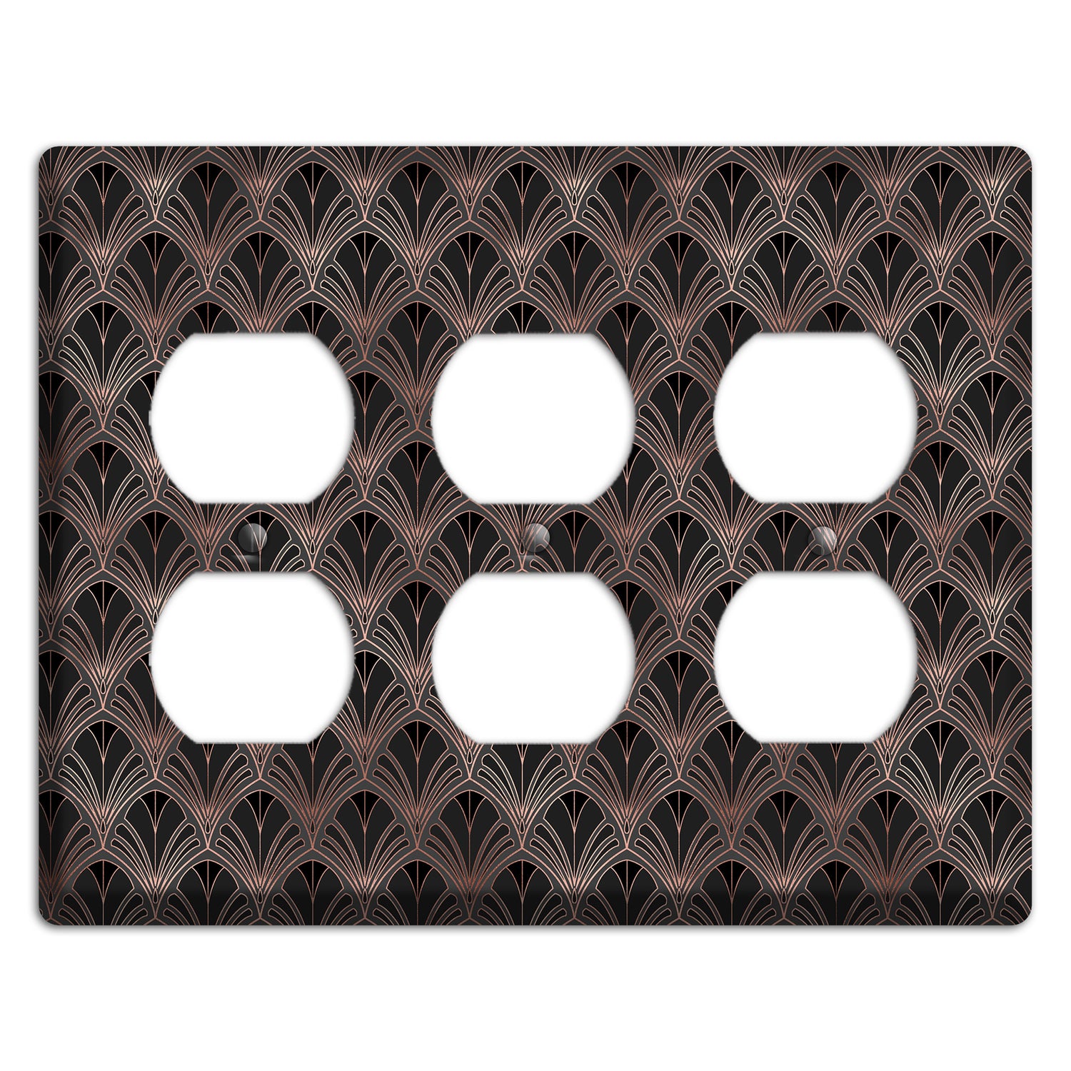 Black and Rose Deco 3 Duplex Wallplate