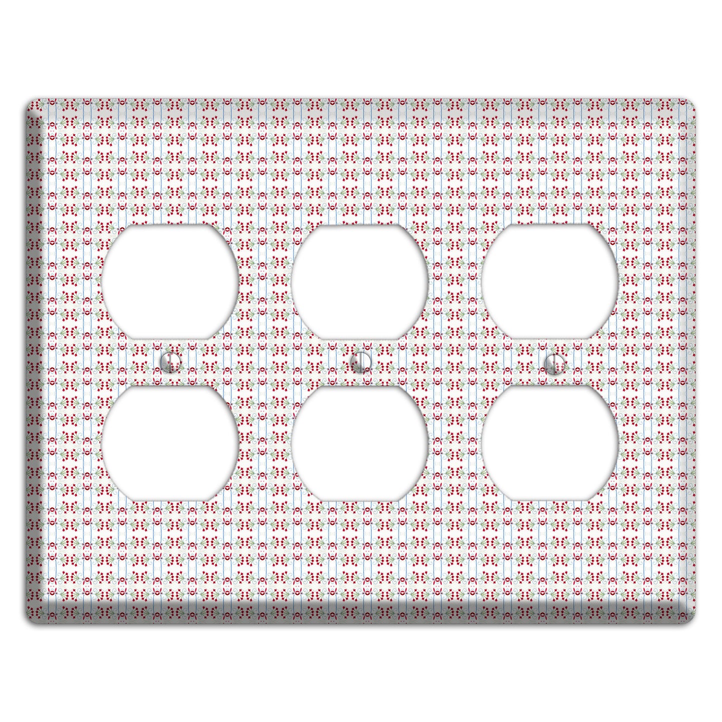 White with Red Blue Tapestry 3 Duplex Wallplate