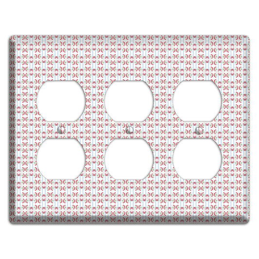 White with Red Blue Tapestry 3 Duplex Wallplate