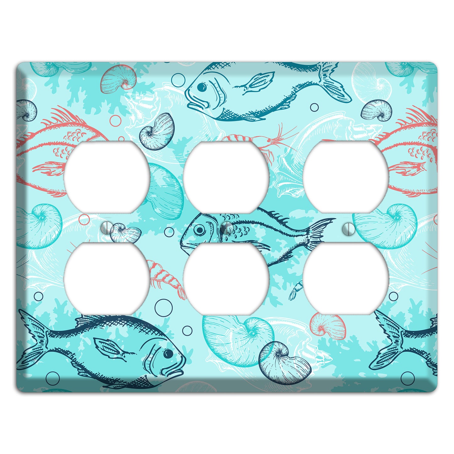 Mixed Sea Life Style 24 3 Duplex Wallplate