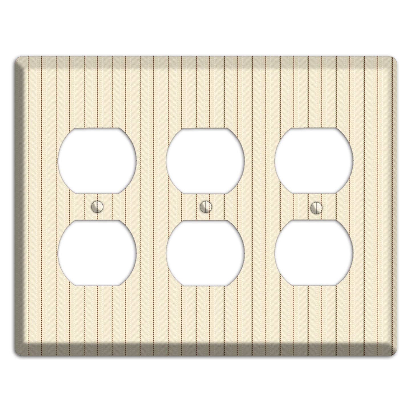 Off White Pinstripe 3 Duplex Wallplate