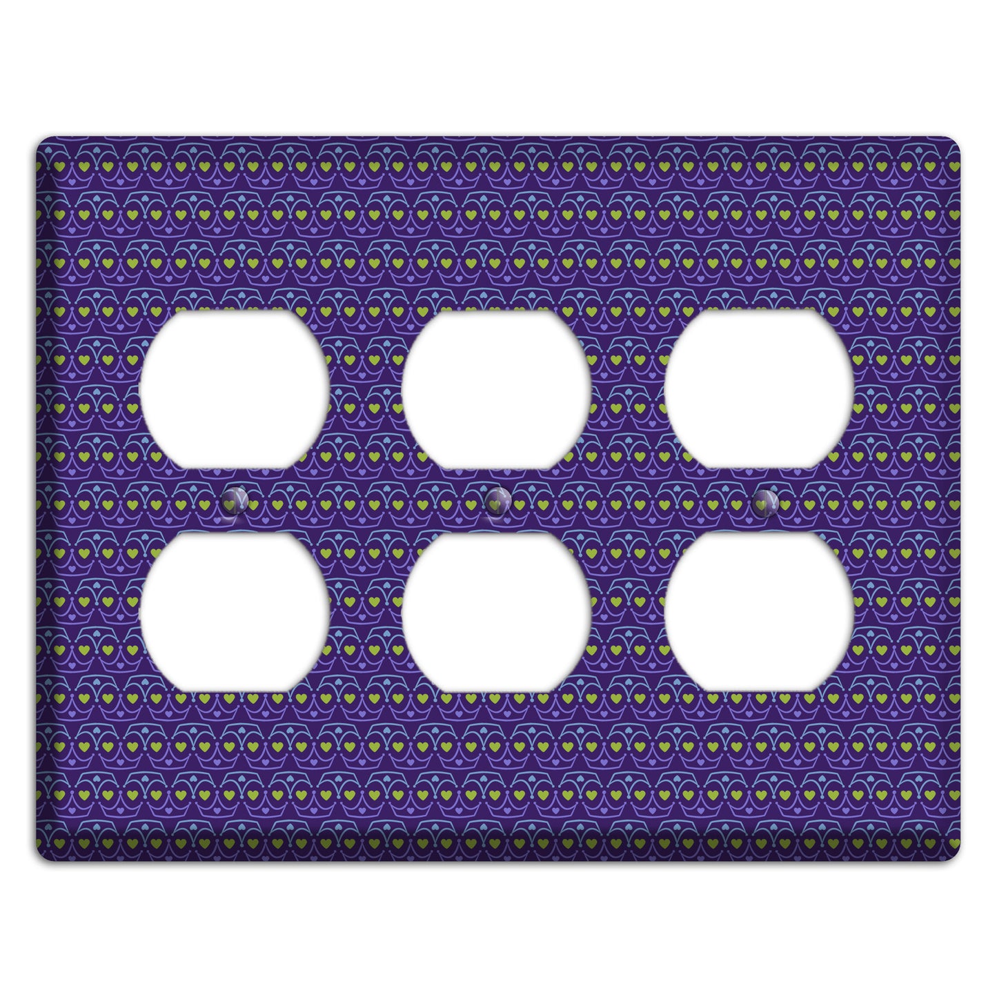 Purple Blue and Green Geometric Hearts 3 Duplex Wallplate