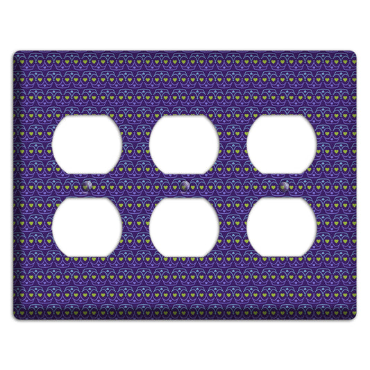 Purple Blue and Green Geometric Hearts 3 Duplex Wallplate