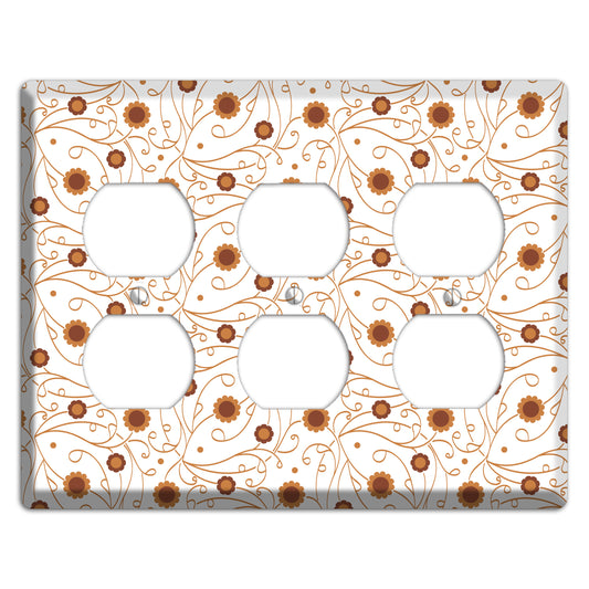 White Vine Floral 3 Duplex Wallplate