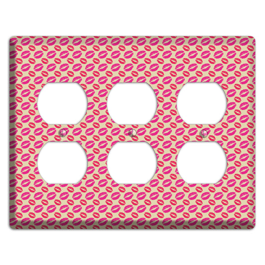 Pink and Red Kisses 3 Duplex Wallplate