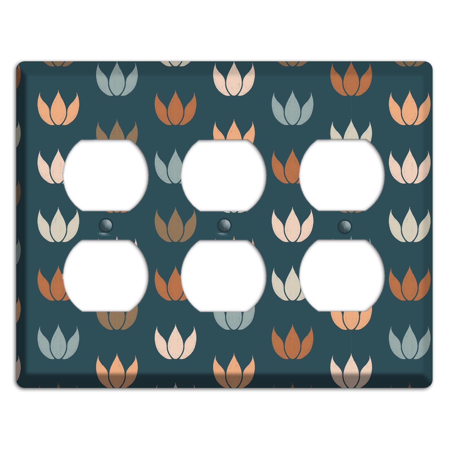 Teal Lotus Print 3 Duplex Wallplate