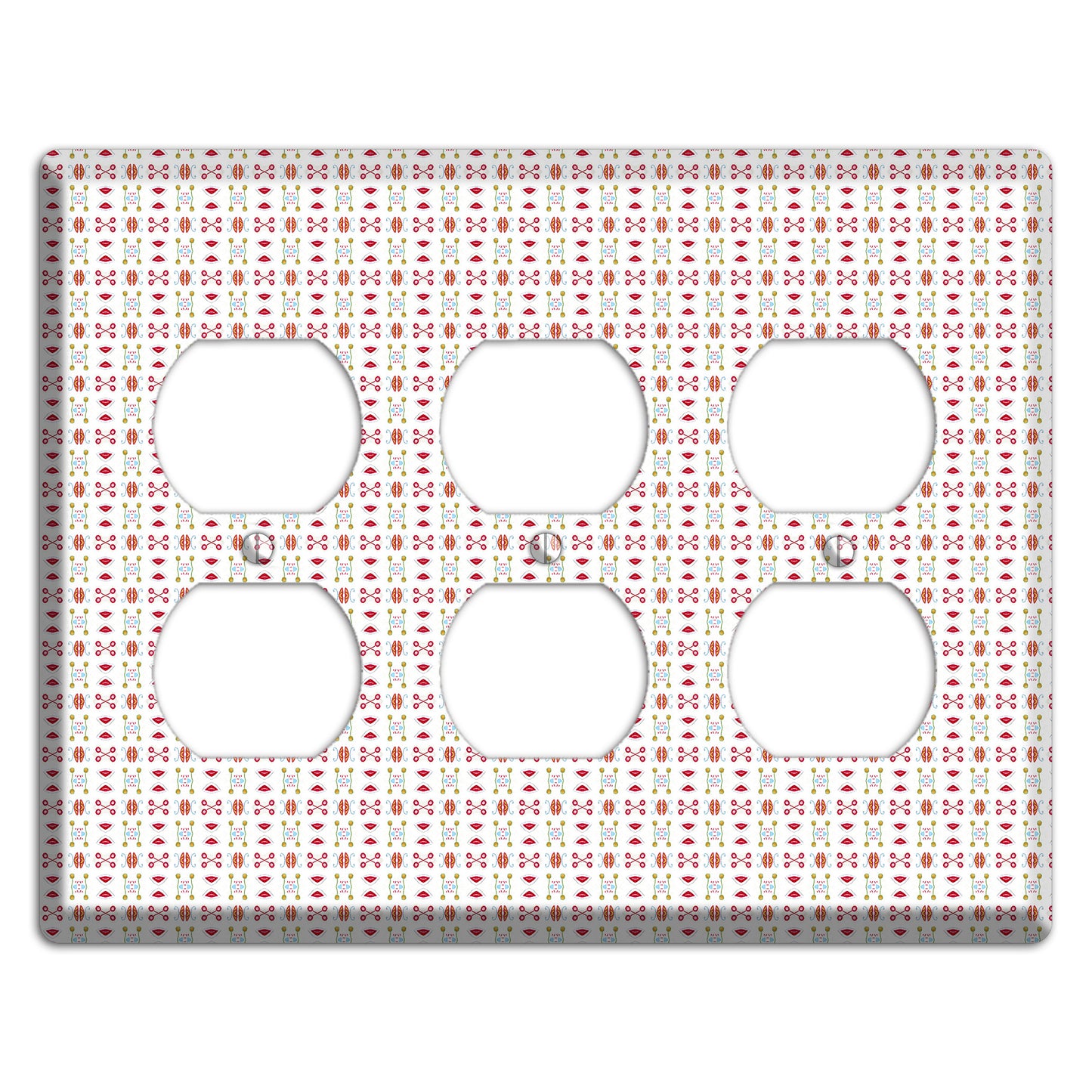 White Red Blue Olive Retro 3 Duplex Wallplate