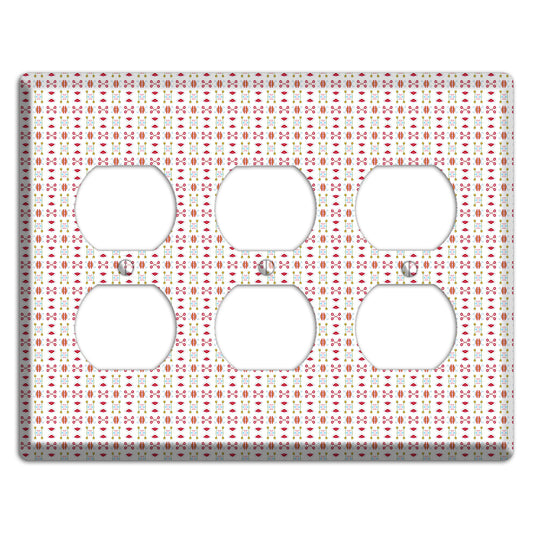 White Red Blue Olive Retro 3 Duplex Wallplate