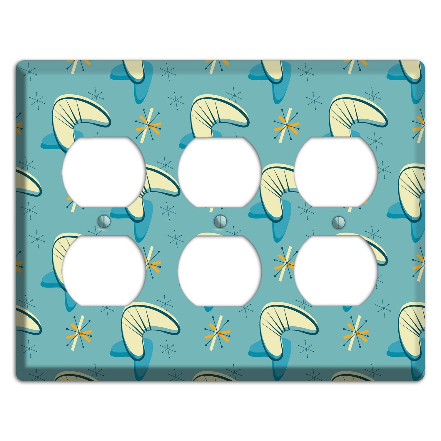 Yellow and Blue Boomerang 3 Duplex Wallplate