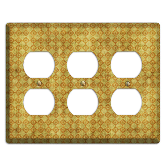 Mustard Diamond Circles 3 Duplex Wallplate