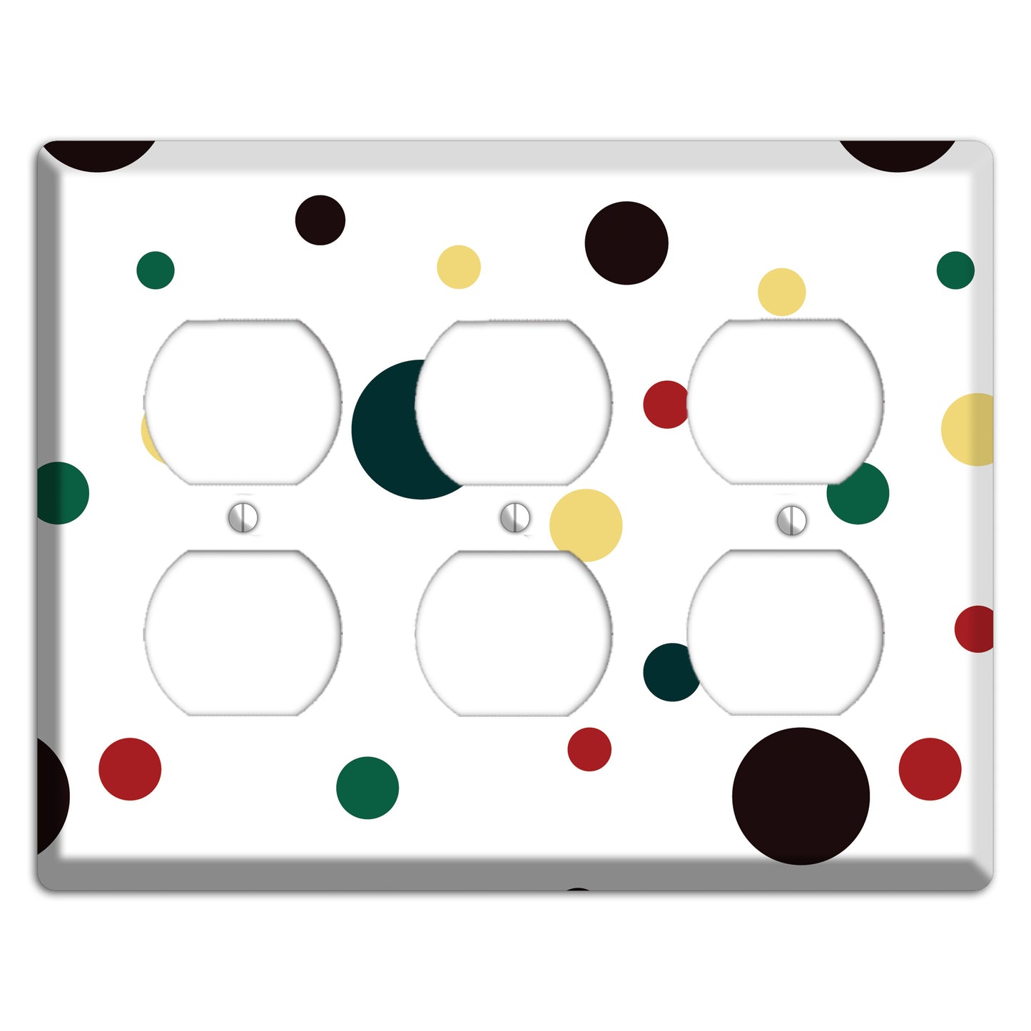 White with Multi Color Medium Dots 2 3 Duplex Wallplate