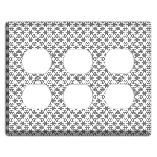 Grey Snowflakes 3 Duplex Wallplate