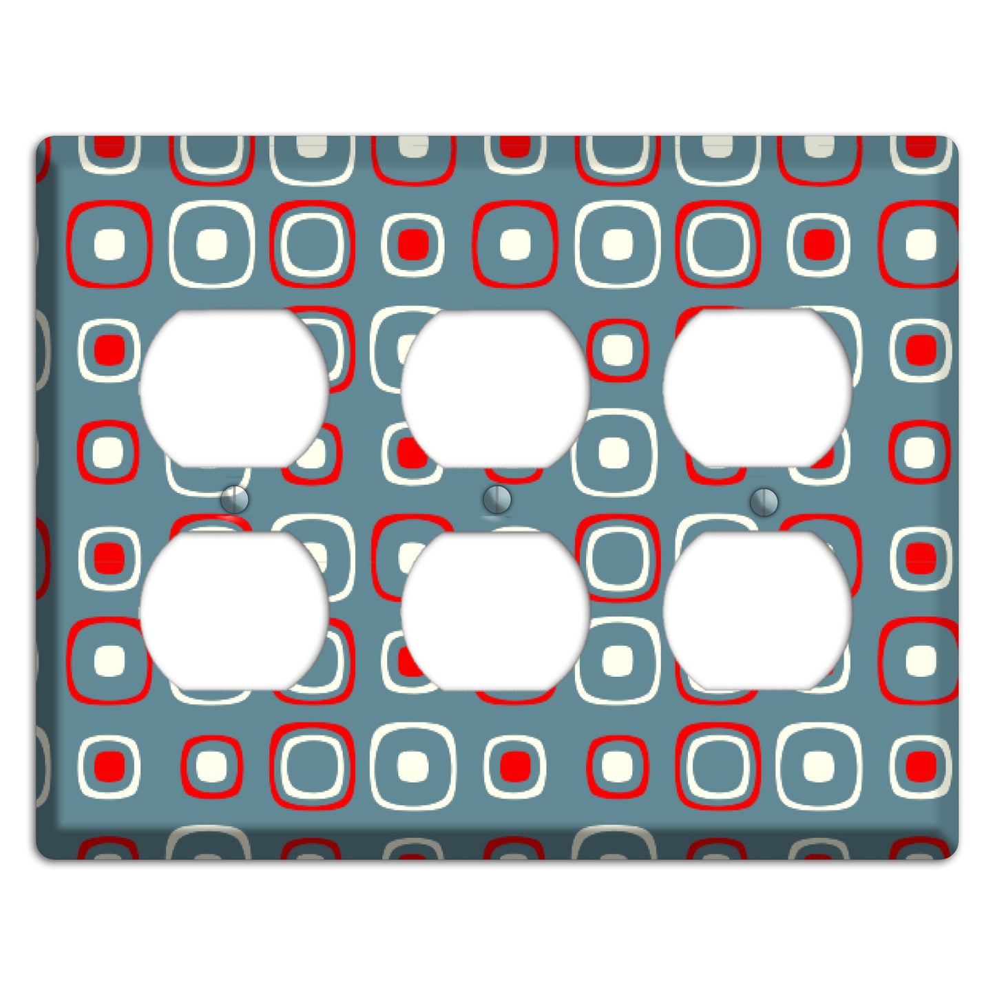 Blue and Red Rounded Squares 3 Duplex Wallplate