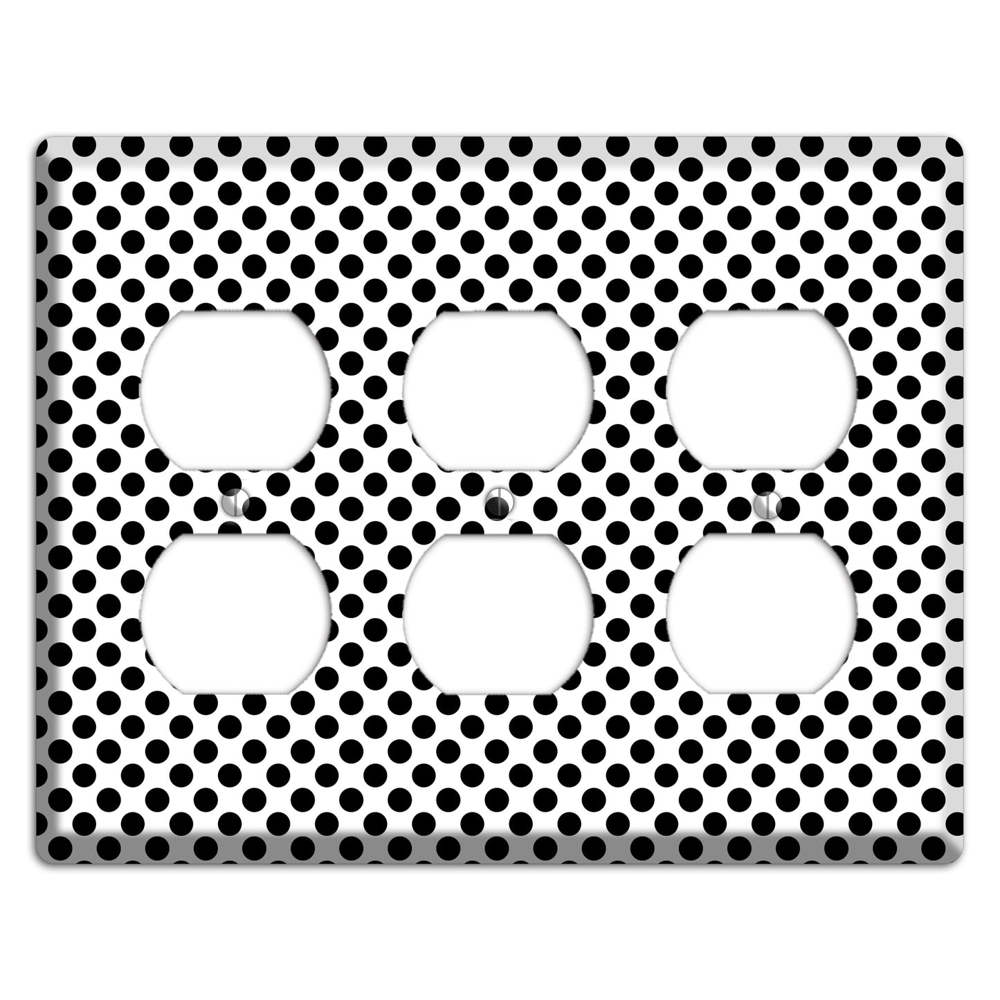 White with Black Packed Small Polka Dots 3 Duplex Wallplate