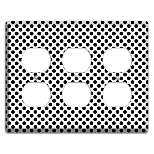 White with Black Packed Small Polka Dots 3 Duplex Wallplate