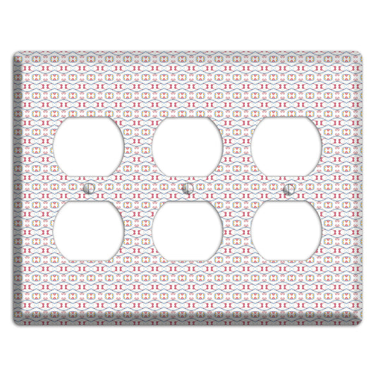 White with Red Tapestry Contour 3 Duplex Wallplate