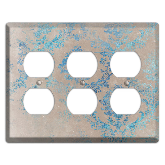 Pewter Whimsical Damask 3 Duplex Wallplate