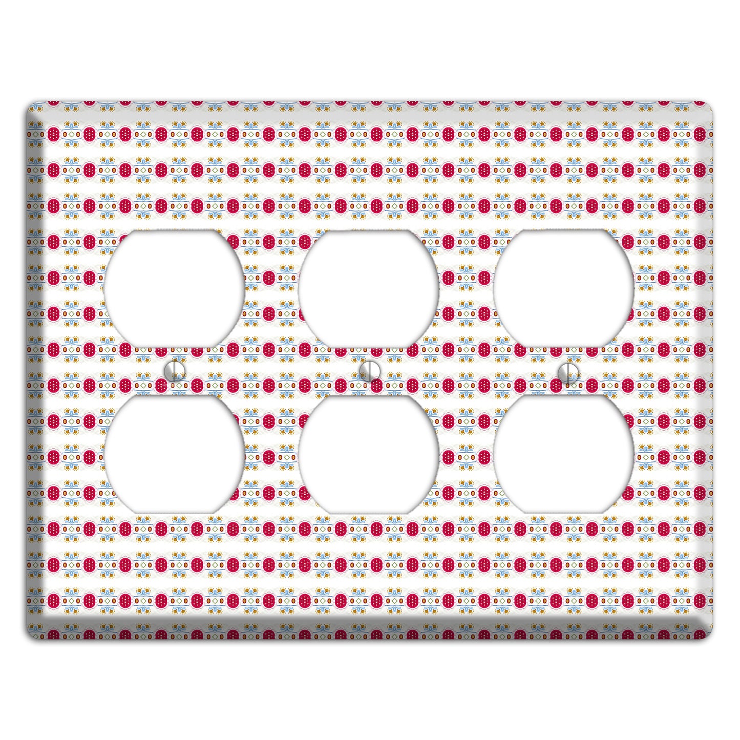 Off White with Red Blue Olive Tapestry 3 Duplex Wallplate