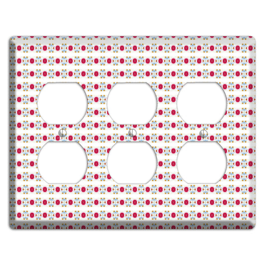 Off White with Red Blue Olive Tapestry 3 Duplex Wallplate