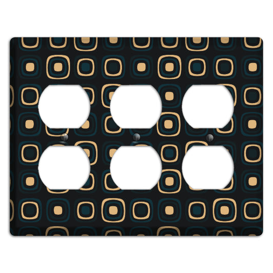 Black and Yellow Rounded Squares 3 Duplex Wallplate