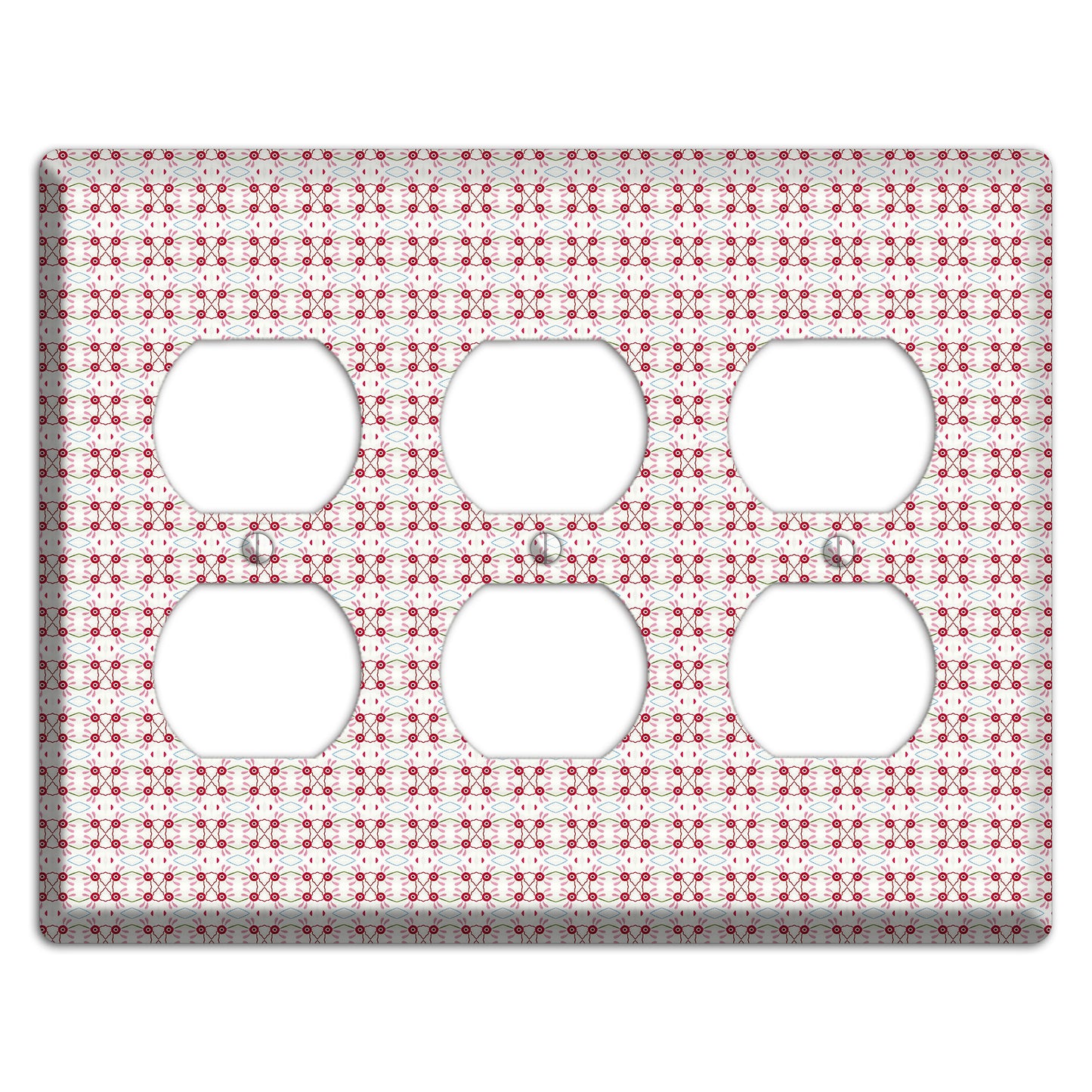 White with Red Ball and Stick Tapestry 3 Duplex Wallplate