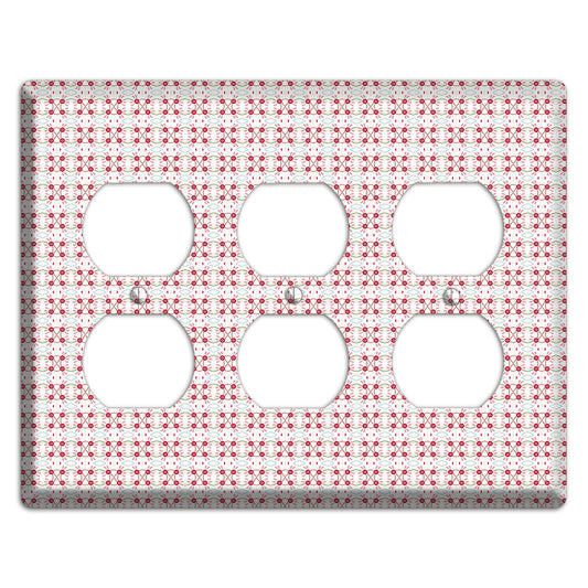 White with Red Ball and Stick Tapestry 3 Duplex Wallplate