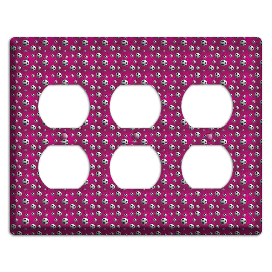 Fuschia with Soccer Balls 3 Duplex Wallplate