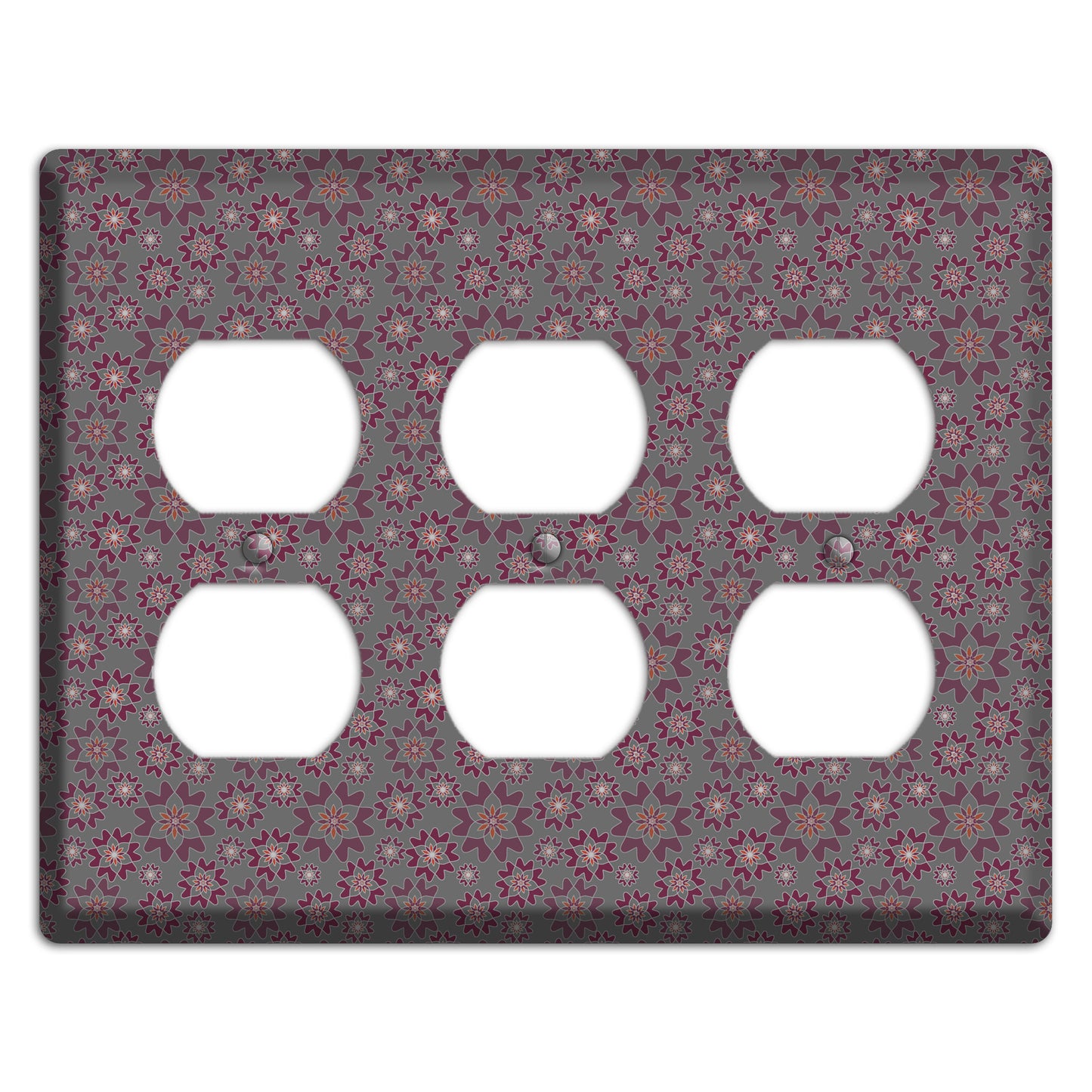 Grey with Tiny Burgundy Retro Suzani 2 3 Duplex Wallplate