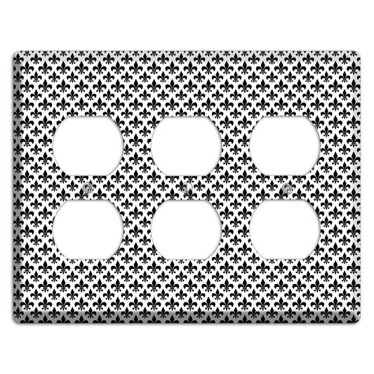 Black and White Fleur de lis 3 Duplex Wallplate