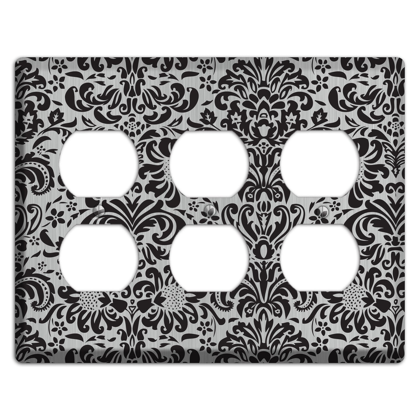 Black Toile  Stainless 3 Duplex Wallplate