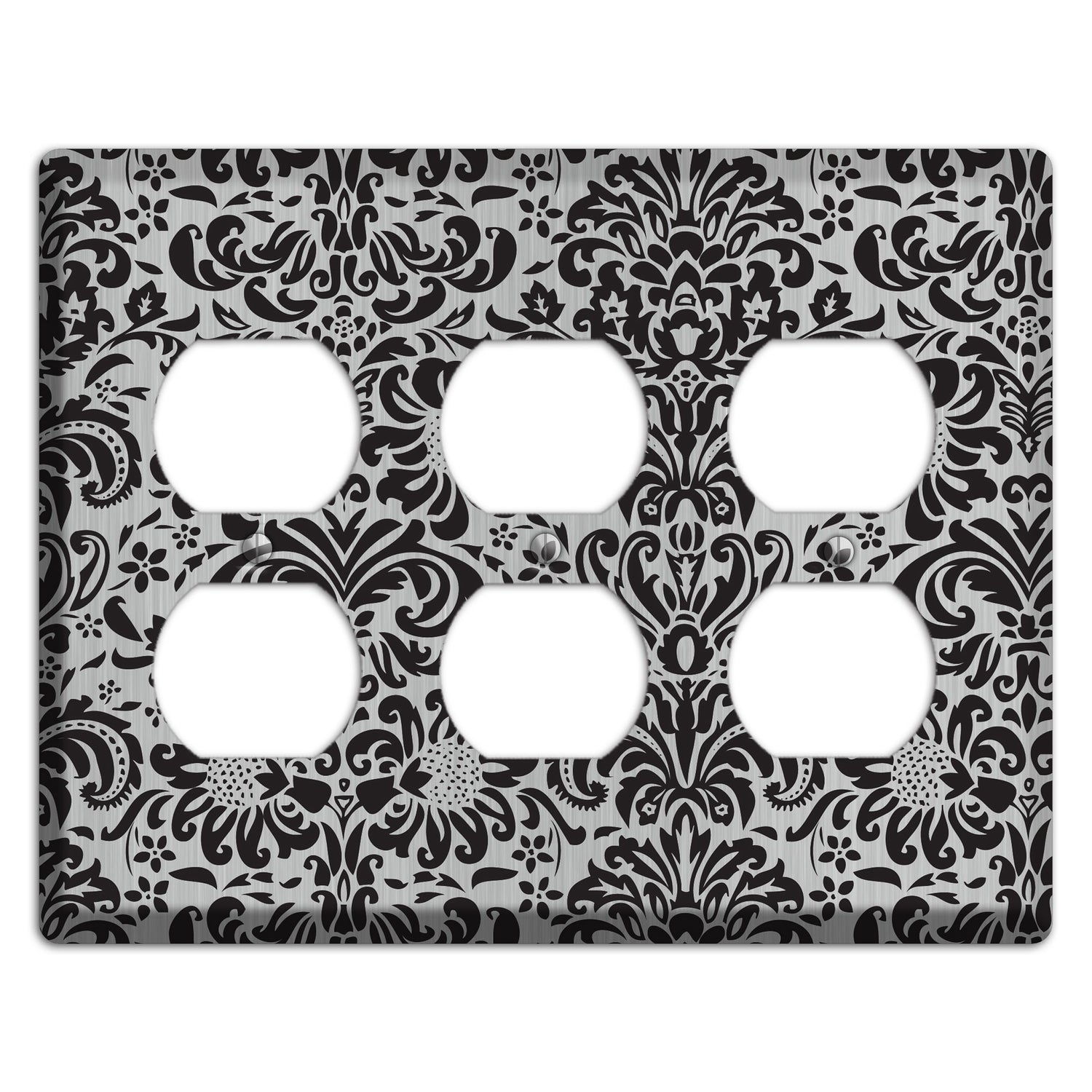 Black Toile  Stainless 3 Duplex Wallplate