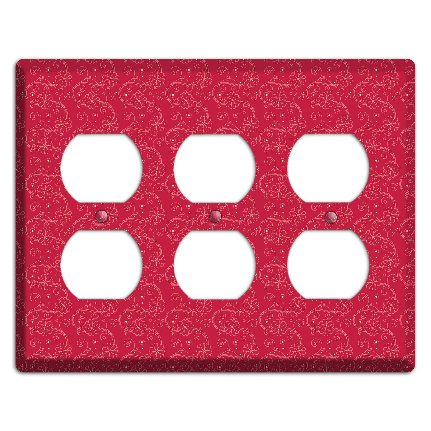 Tiny Red Floral Swirl 3 Duplex Wallplate