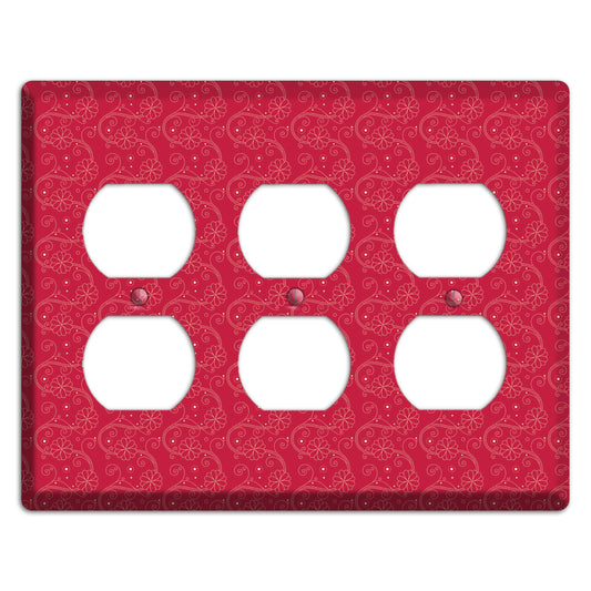 Tiny Red Floral Swirl 3 Duplex Wallplate