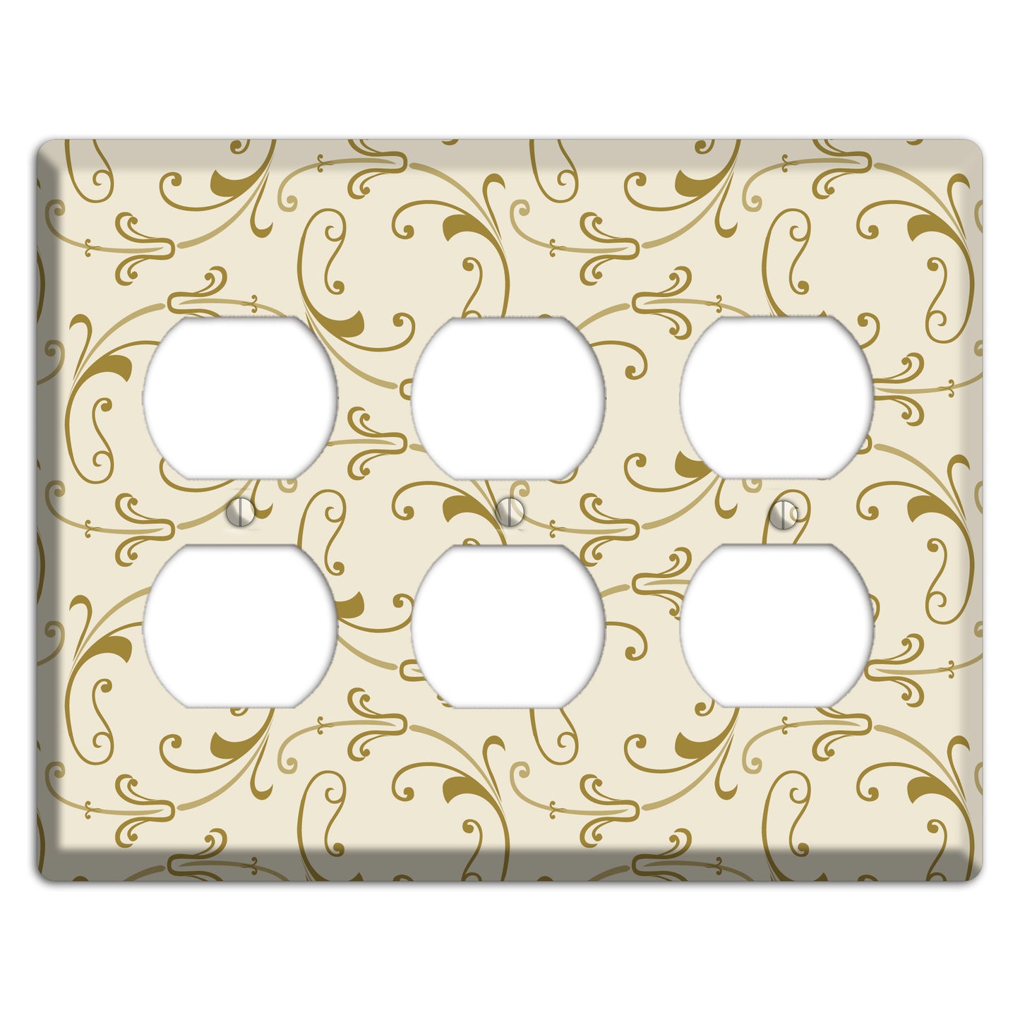 Off White with Gold Victorian Sprig 3 Duplex Wallplate