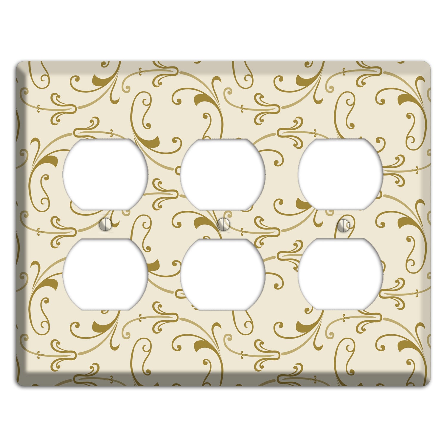 Off White with Gold Victorian Sprig 3 Duplex Wallplate