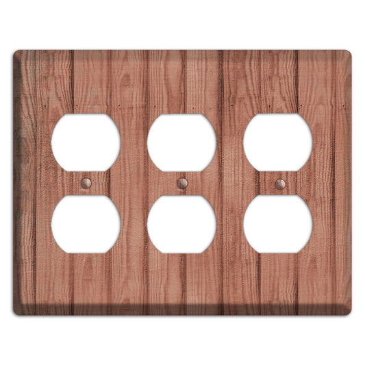 Coral Tree Weathered Wood 3 Duplex Wallplate