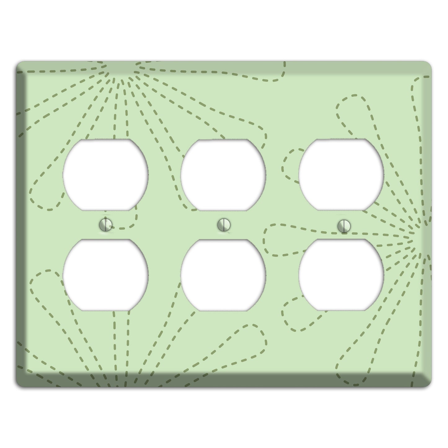 Sage Retro Stipple Floral Contour 3 Duplex Wallplate