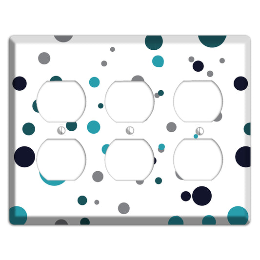 Teal and Blue Dots 3 Duplex Wallplate