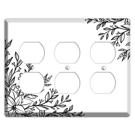 Hand-Drawn Floral 7 3 Duplex Wallplate