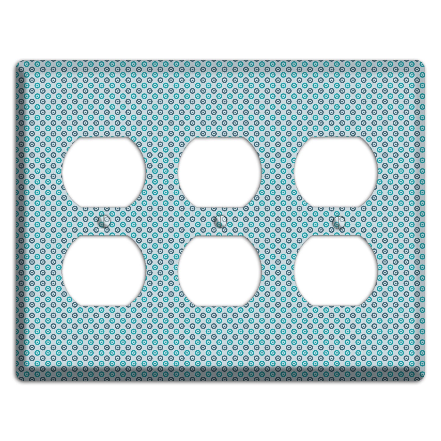 Turquoise and Blue Concentric Dots 3 Duplex Wallplate