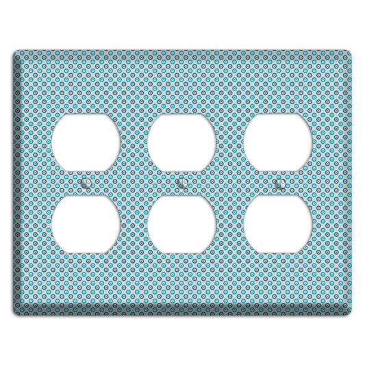 Turquoise and Blue Concentric Dots 3 Duplex Wallplate