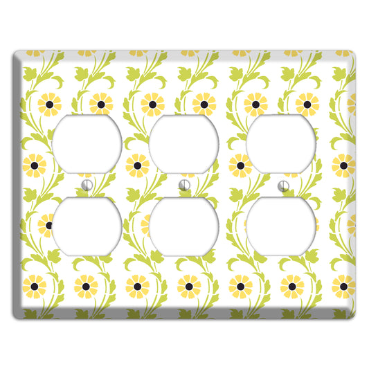 Green Vine Floral 3 Duplex Wallplate