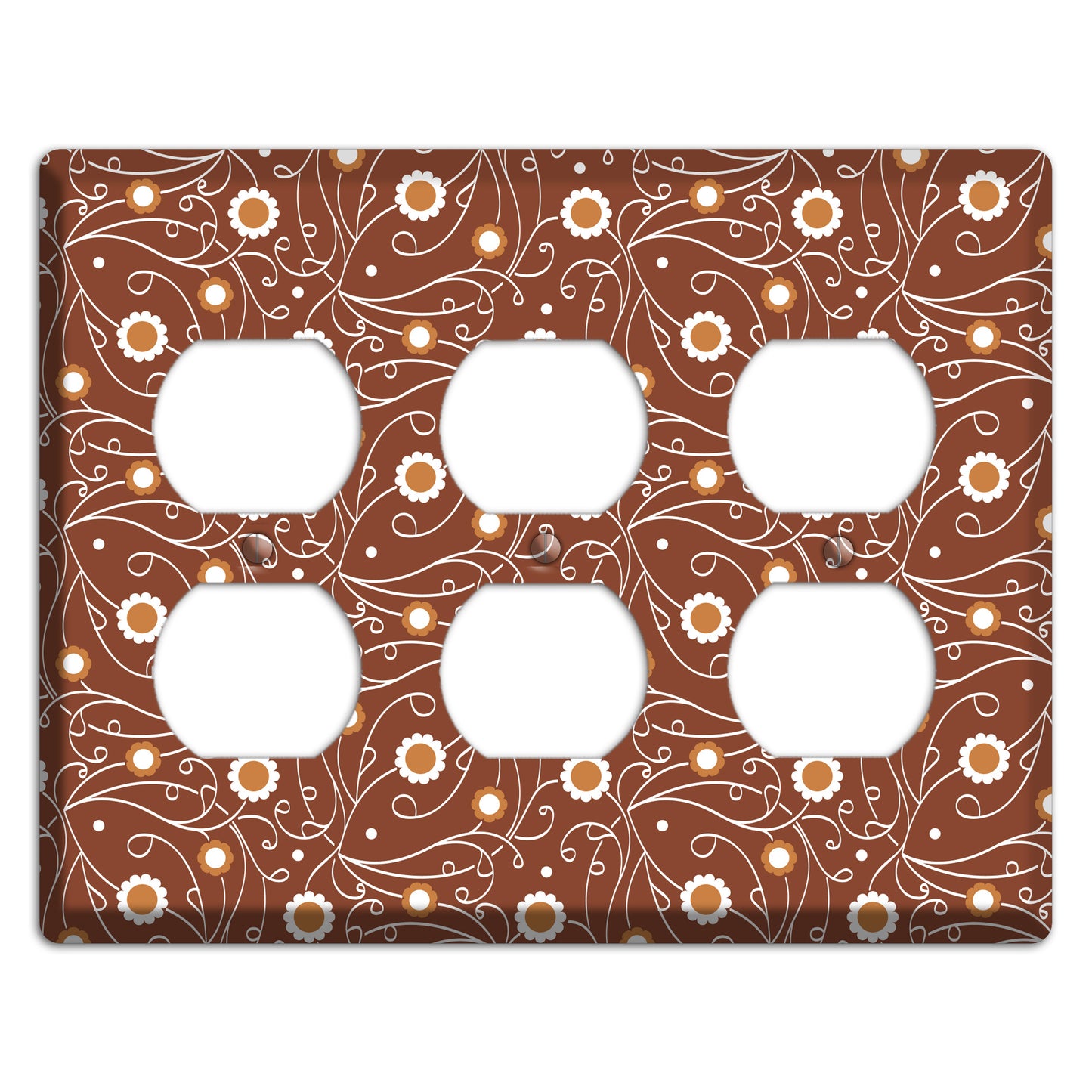 Brown Vine Floral 3 Duplex Wallplate