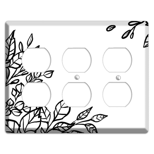 Hand-Drawn Floral 19 3 Duplex Wallplate