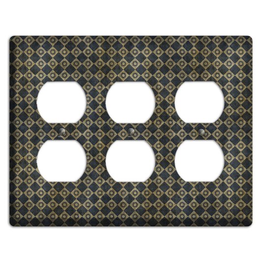 Black and Grey Diamond Circles 3 Duplex Wallplate