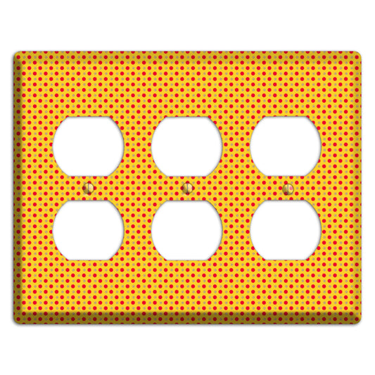 Orange with Maroon Tiny Polka Dots 3 Duplex Wallplate