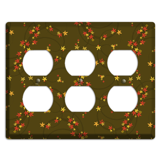 Brown Fall Flowers 3 Duplex Wallplate