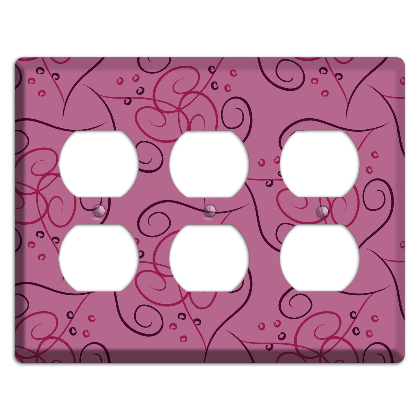 Pink Scroll Hearts 3 Duplex Wallplate